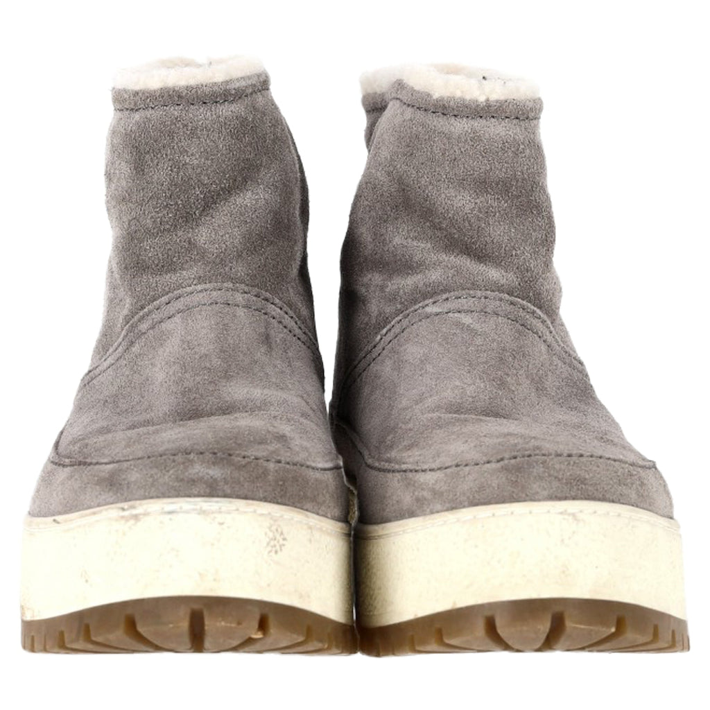 Women's Prada Shear Lined Winter Ankle Boots in Grey Suede