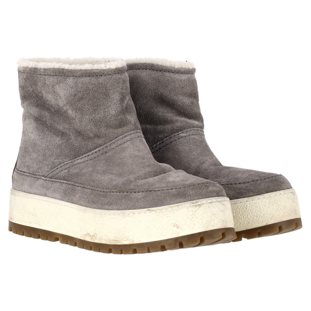 Women's Prada Shear Lined Winter Ankle Boots in Grey Suede