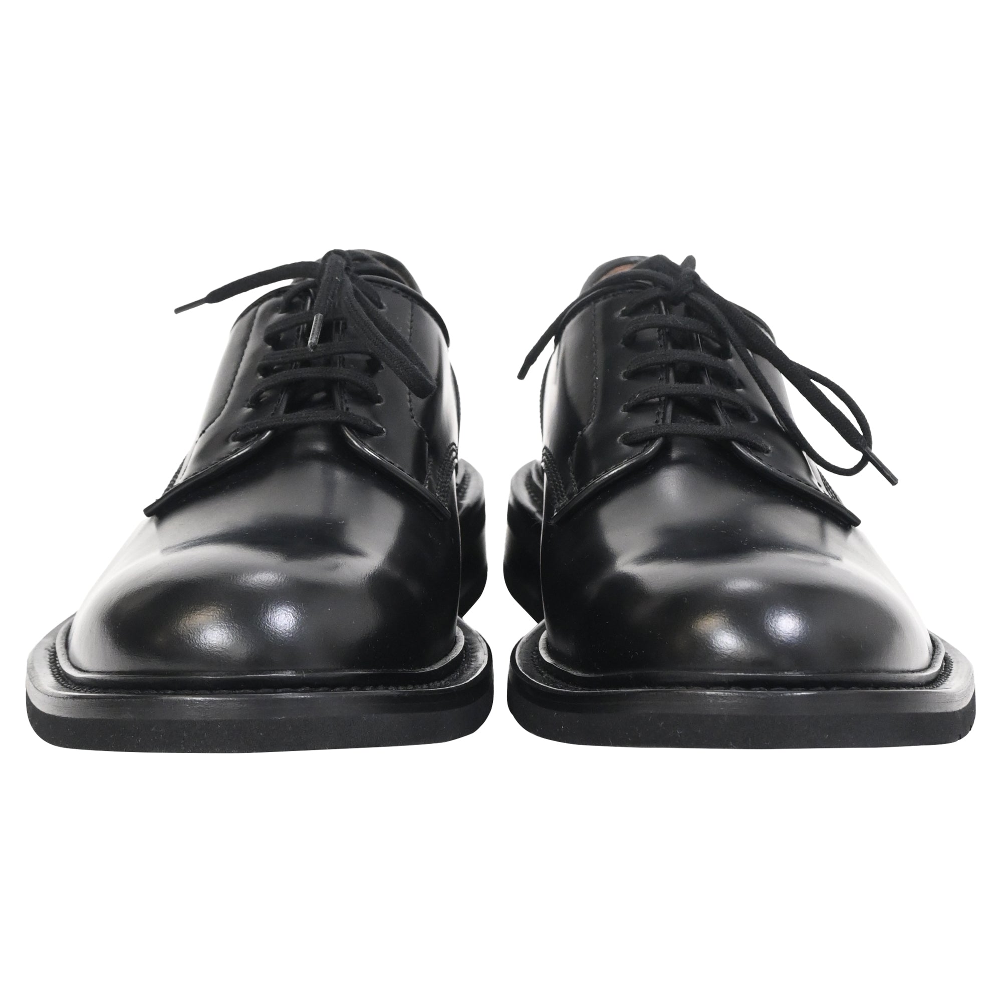 Bottega Veneta The Level Panelled Derby Shoes in Black Leather