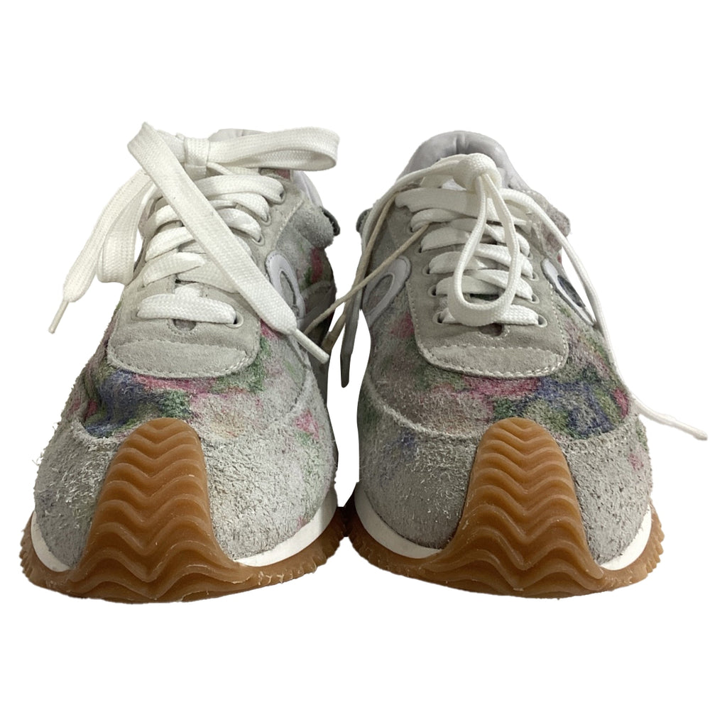 Women's Loewe Flow Floral Printed Runner Sneakers in Multicolor Suede