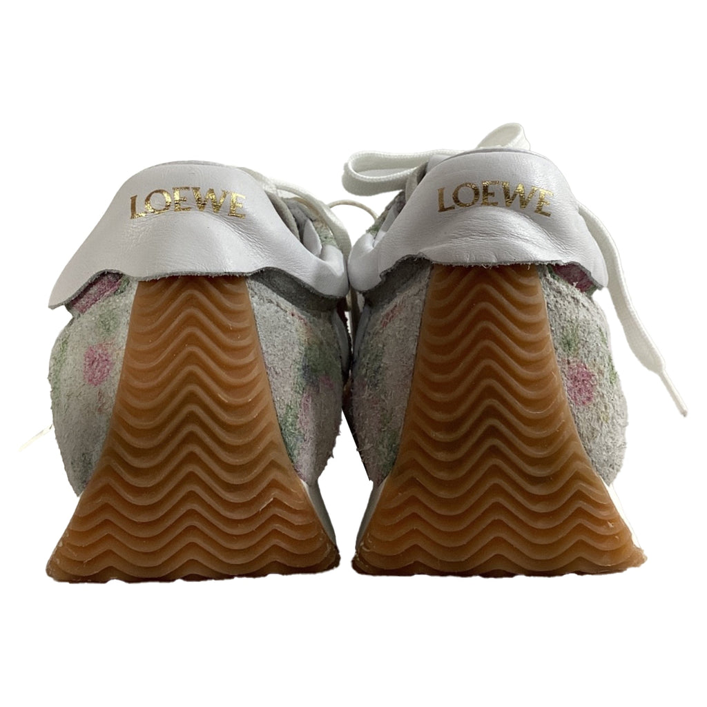 Women's Loewe Flow Floral Printed Runner Sneakers in Multicolor Suede