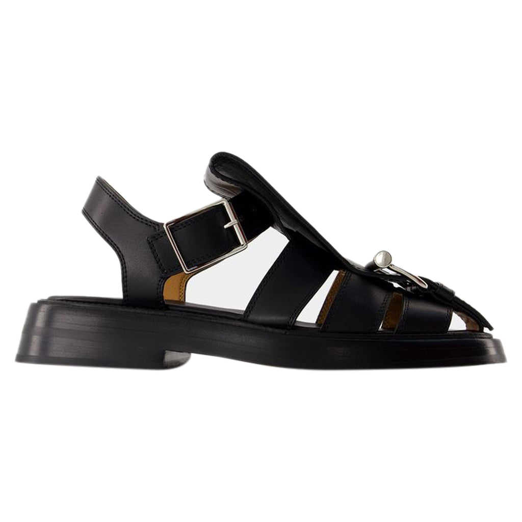 Women's T-Bar Sandals - Alexander McQueen - Leather - Black