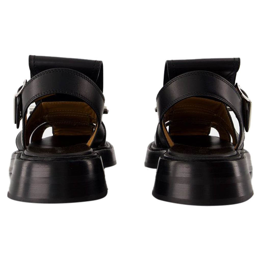 Women's T-Bar Sandals - Alexander McQueen - Leather - Black