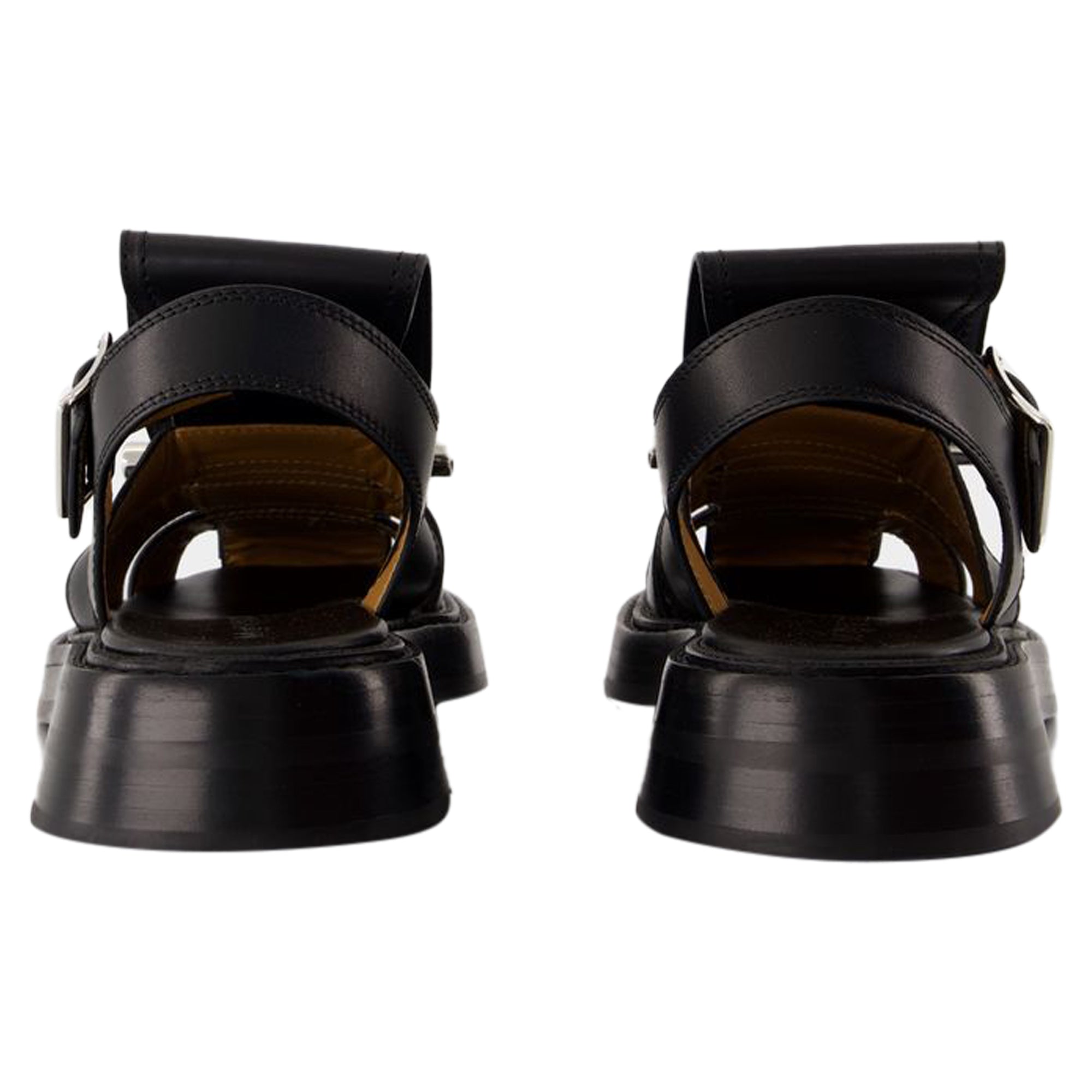 Women's T-Bar Sandals - Alexander McQueen - Leather - Black