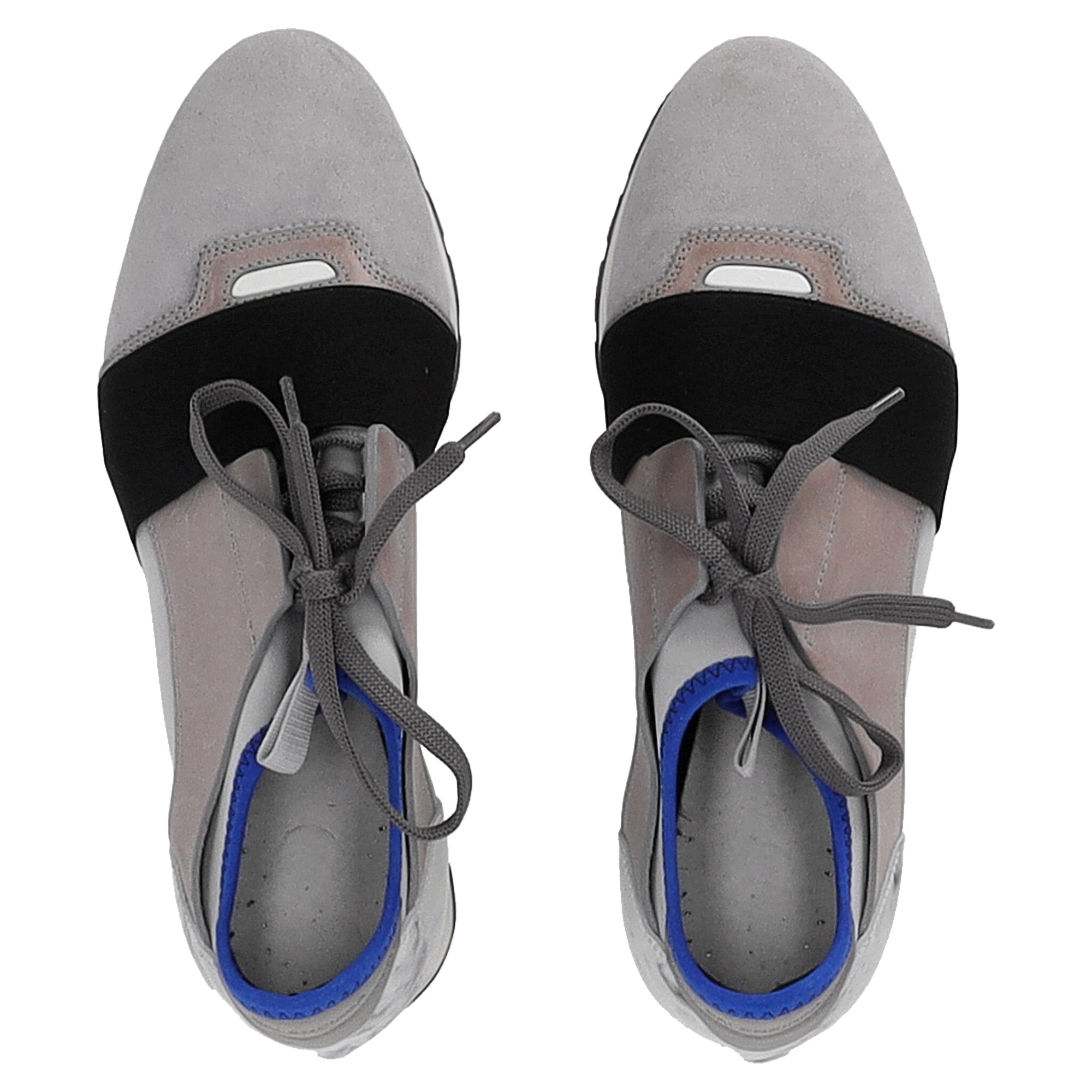 Women's Balenciaga Race Runner Marble Sneakers in Grey Suede