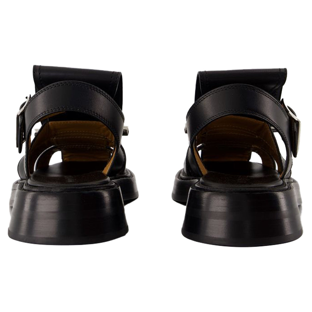 Women's T-Bar Sandals - Alexander McQueen - Leather - Black