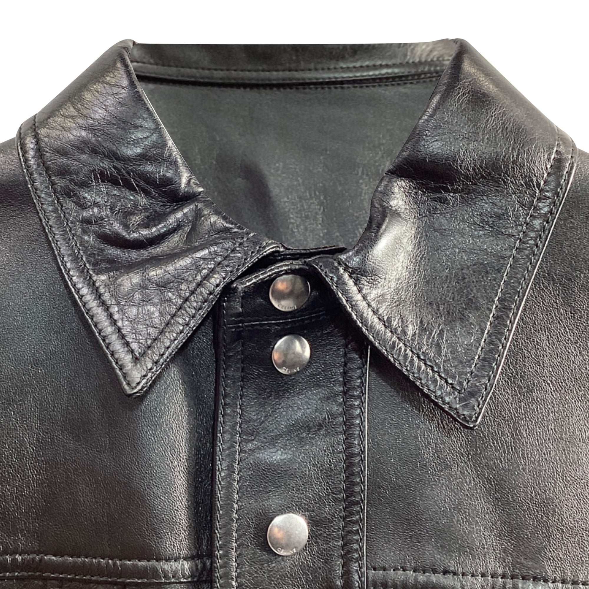 Celine x Hedi Slimane Studded Jacket in Black Lamb Leather