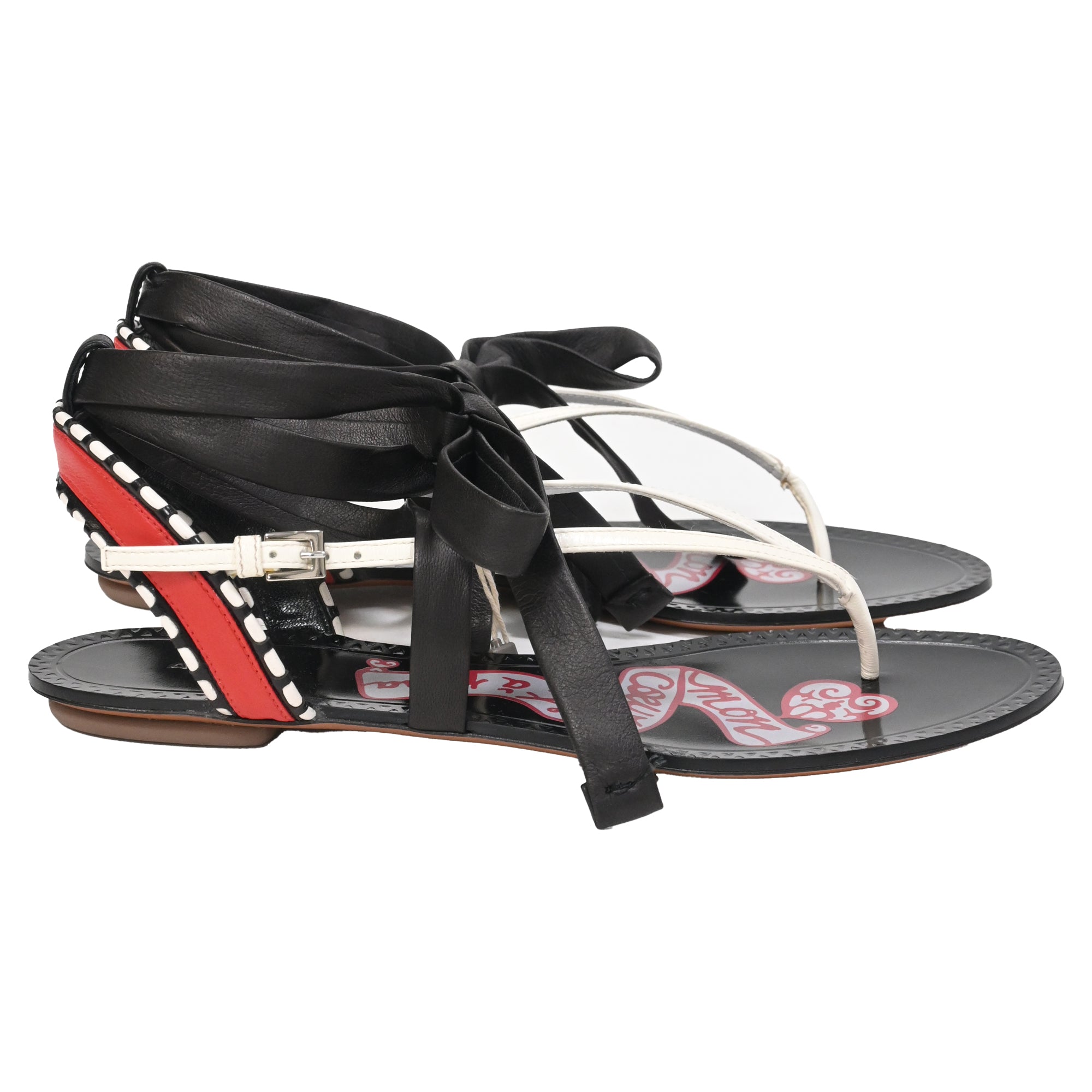 Men's Alaïa Graphic Print Gladiator Sandals in Black Leather