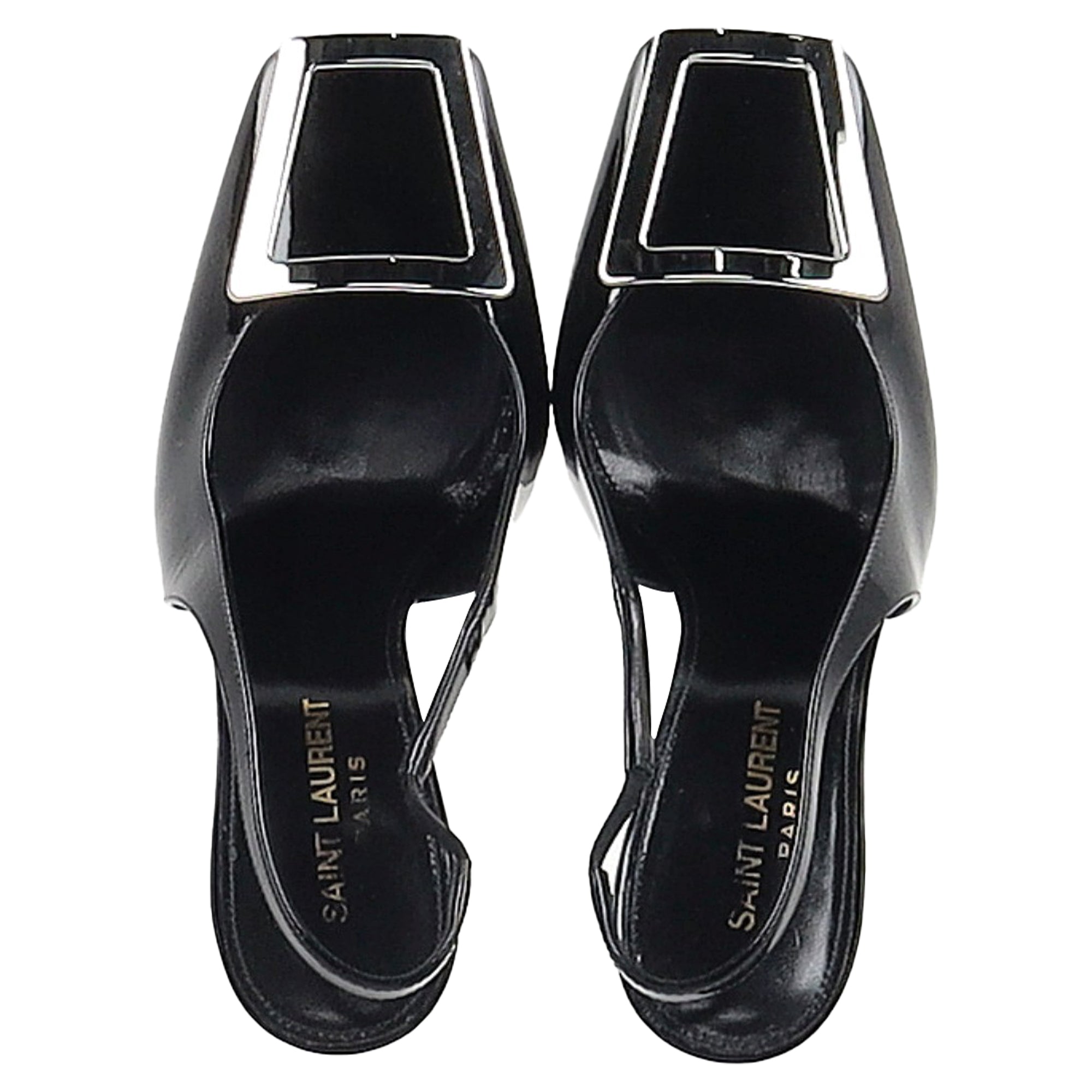 Saint Laurent Pablo Slingback Pumps in Black Leather