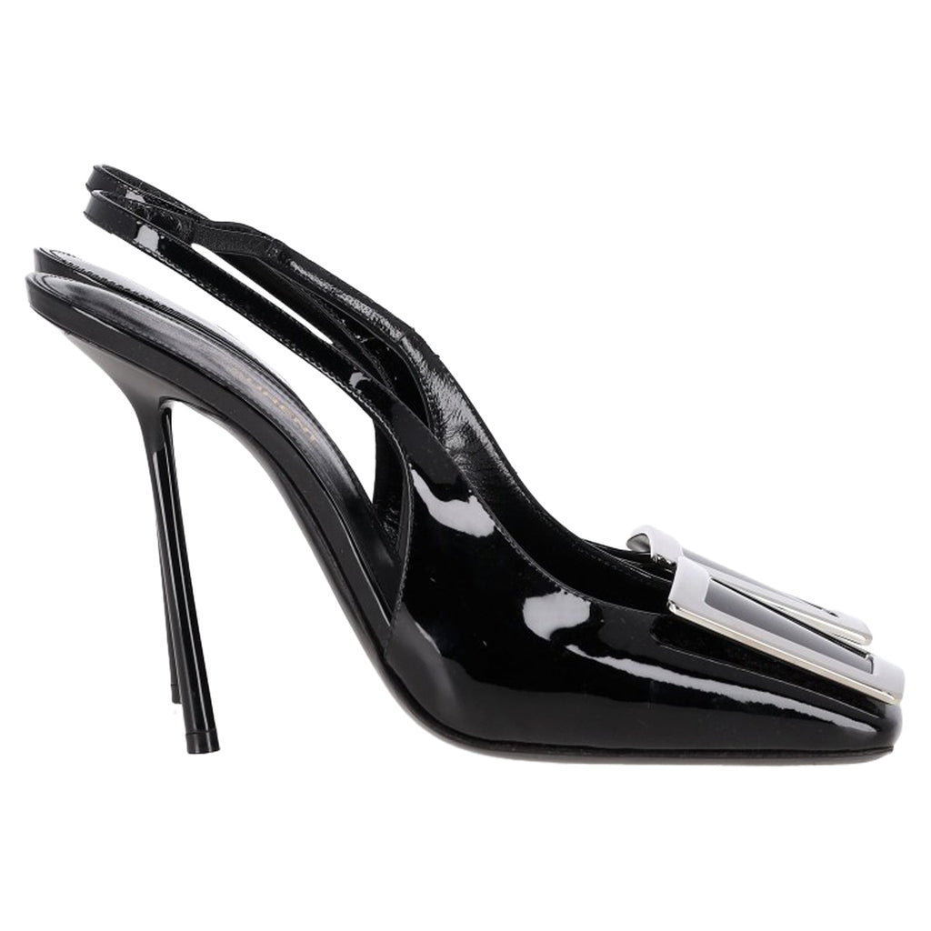 Saint Laurent Pablo Slingback Pumps in Black Leather