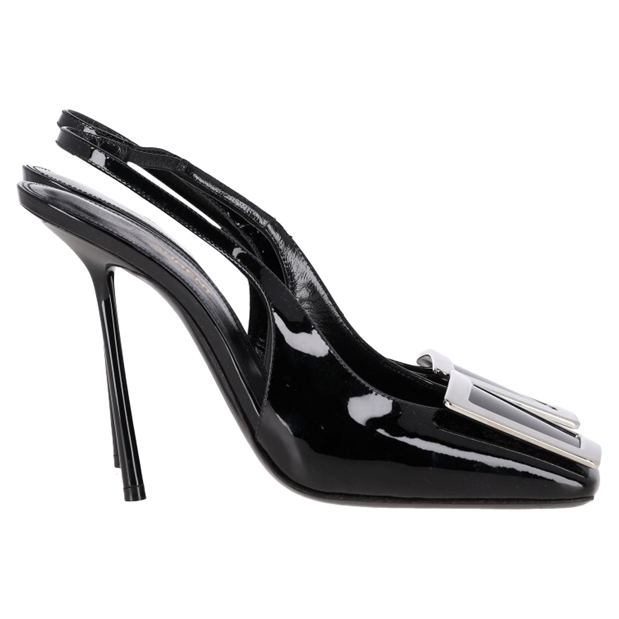 Saint Laurent Pablo Slingback Pumps in Black Leather