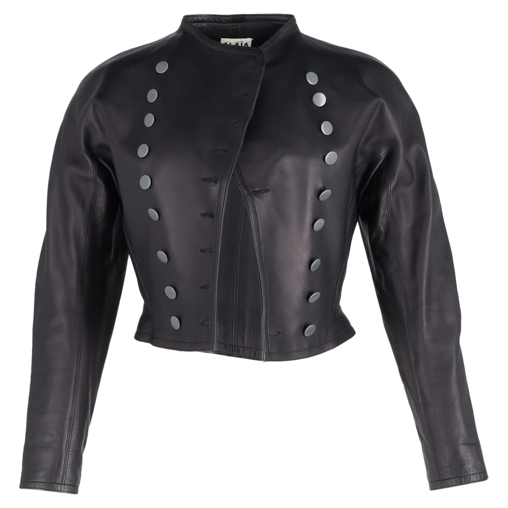 Alaïa Buttoned Jacket in Black Leather