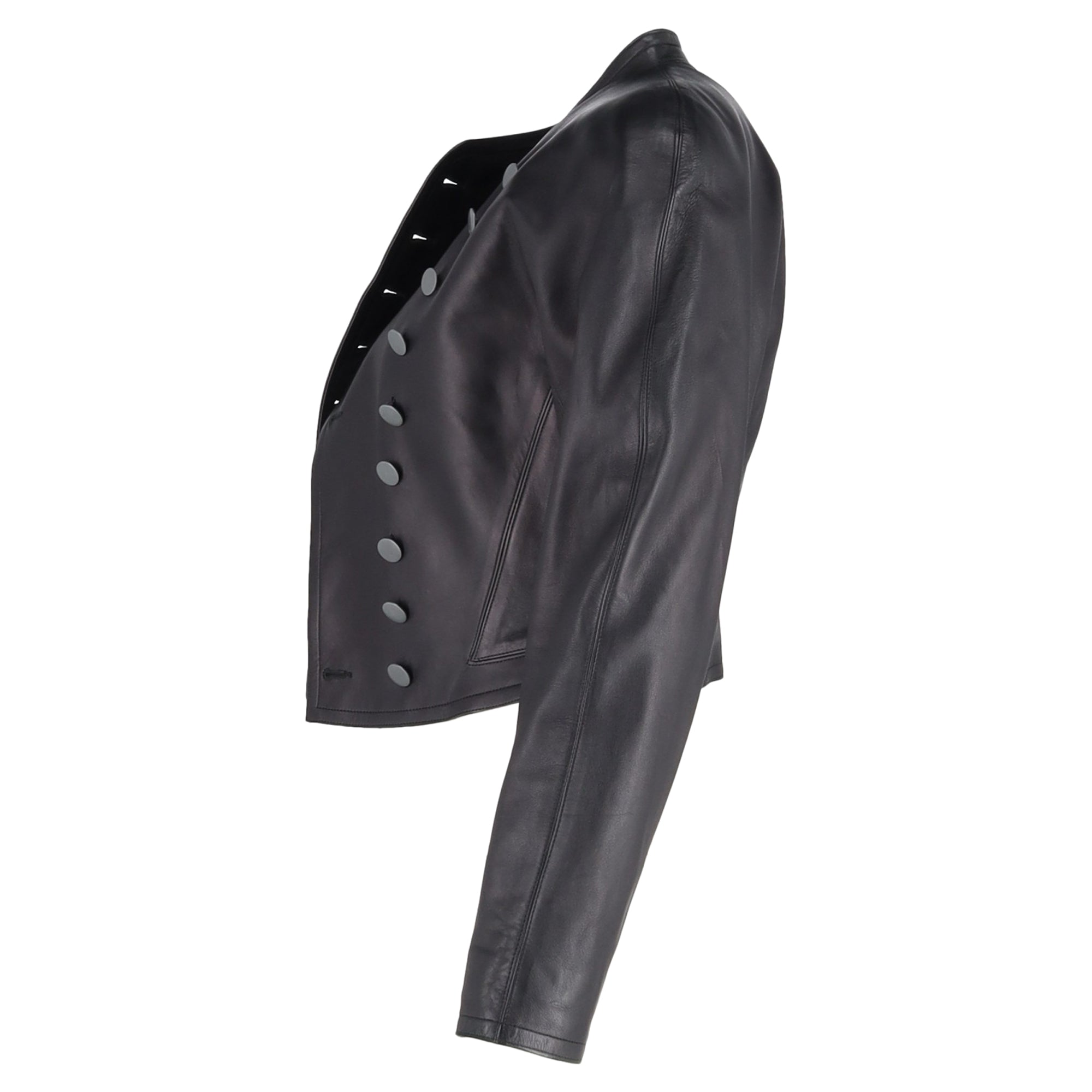 Alaïa Buttoned Jacket in Black Leather