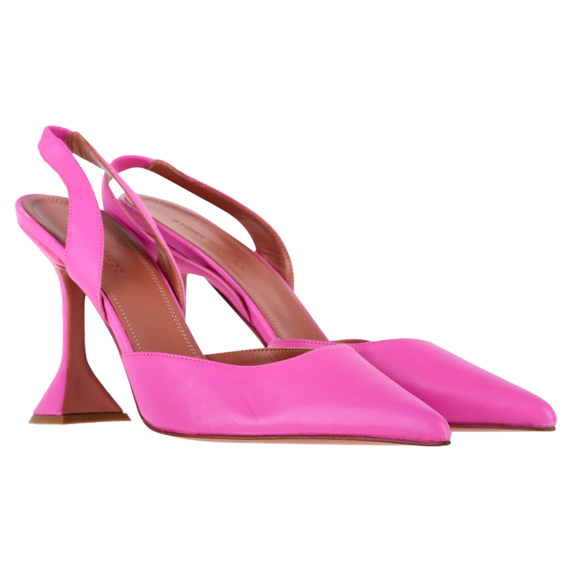 Amina Muaddi Holli Sling Heels in Pink Leather