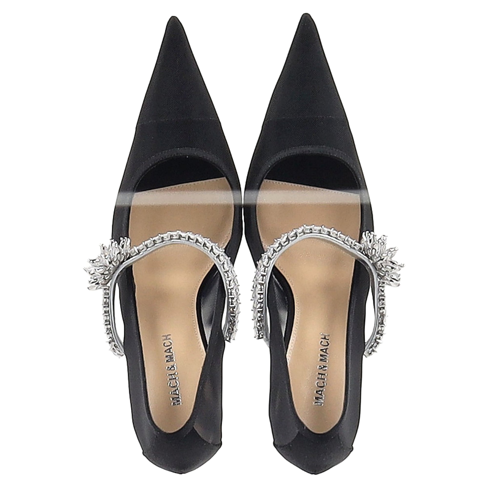 Mach & Mach Lotus Flower Heels in Black Mesh