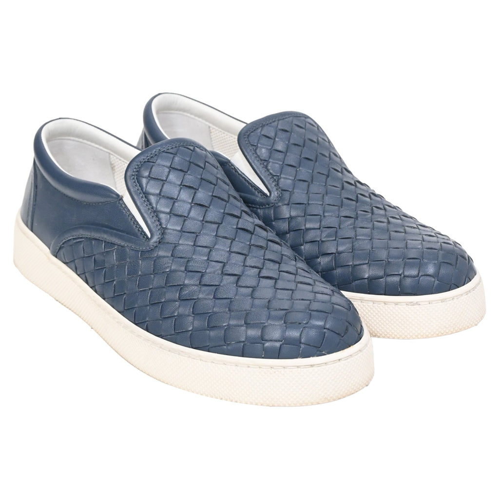 Bottega Veneta Dodger Slip-On Sneakers in Blue Leather