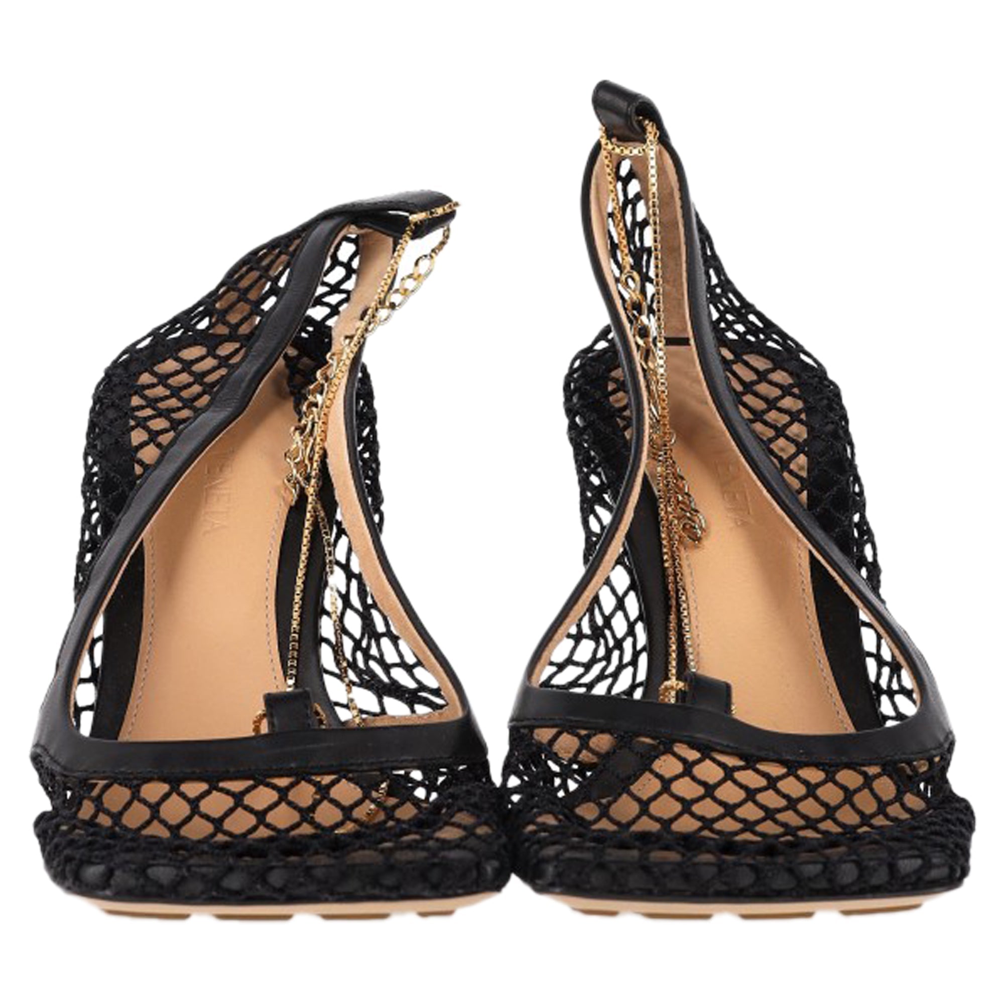 Women's Bottega Veneta Stretch Pumps in Black Mesh and Leather