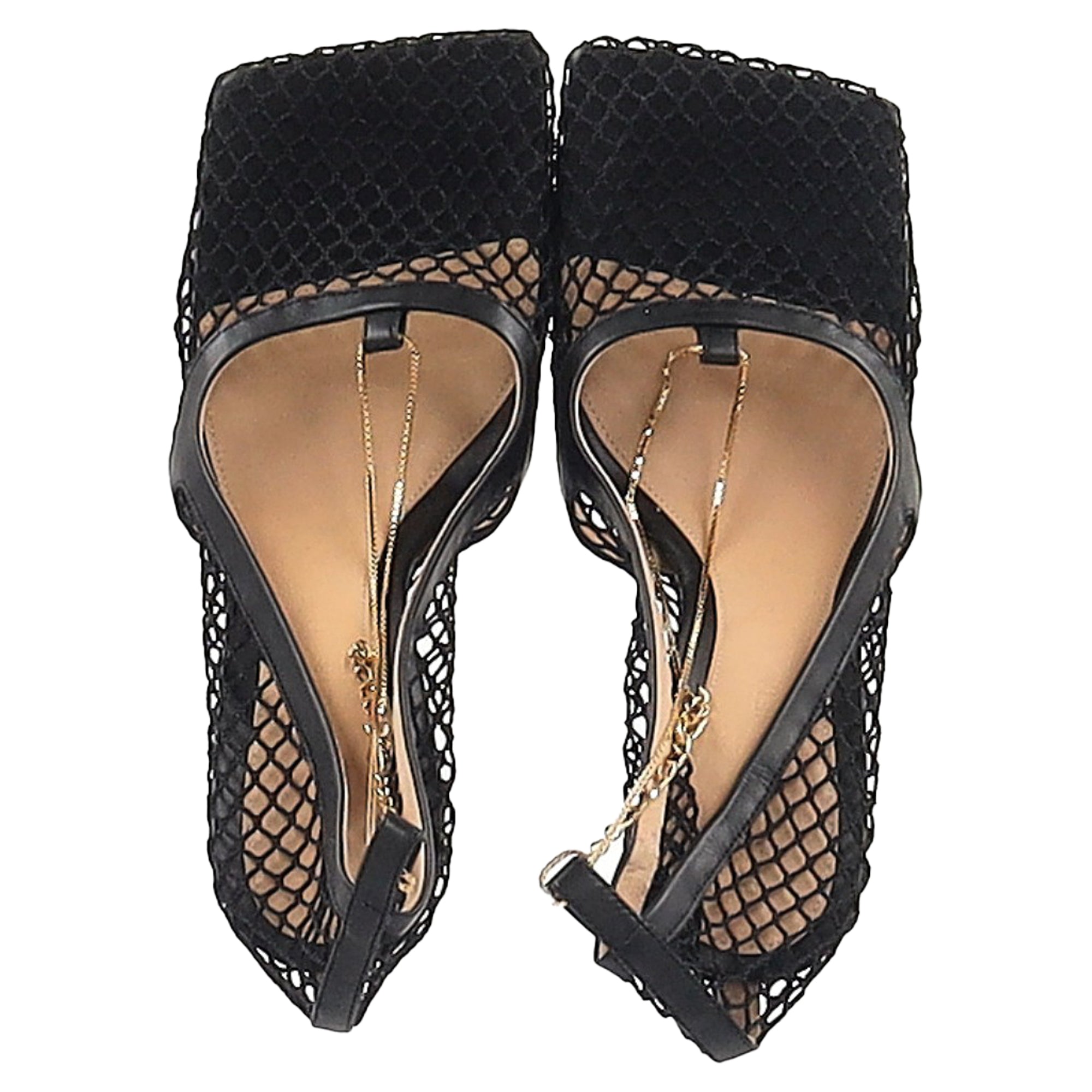 Women's Bottega Veneta Stretch Pumps in Black Mesh and Leather