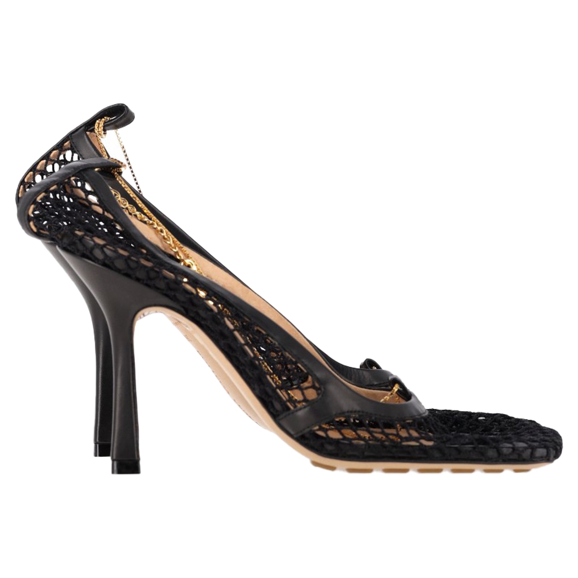 Women's Bottega Veneta Stretch Pumps in Black Mesh and Leather