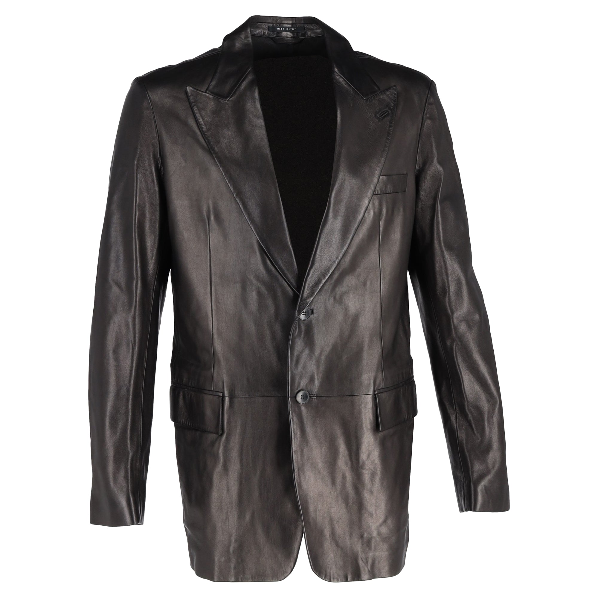 Gucci Single Breasted Blazer in Dark Brown Leather