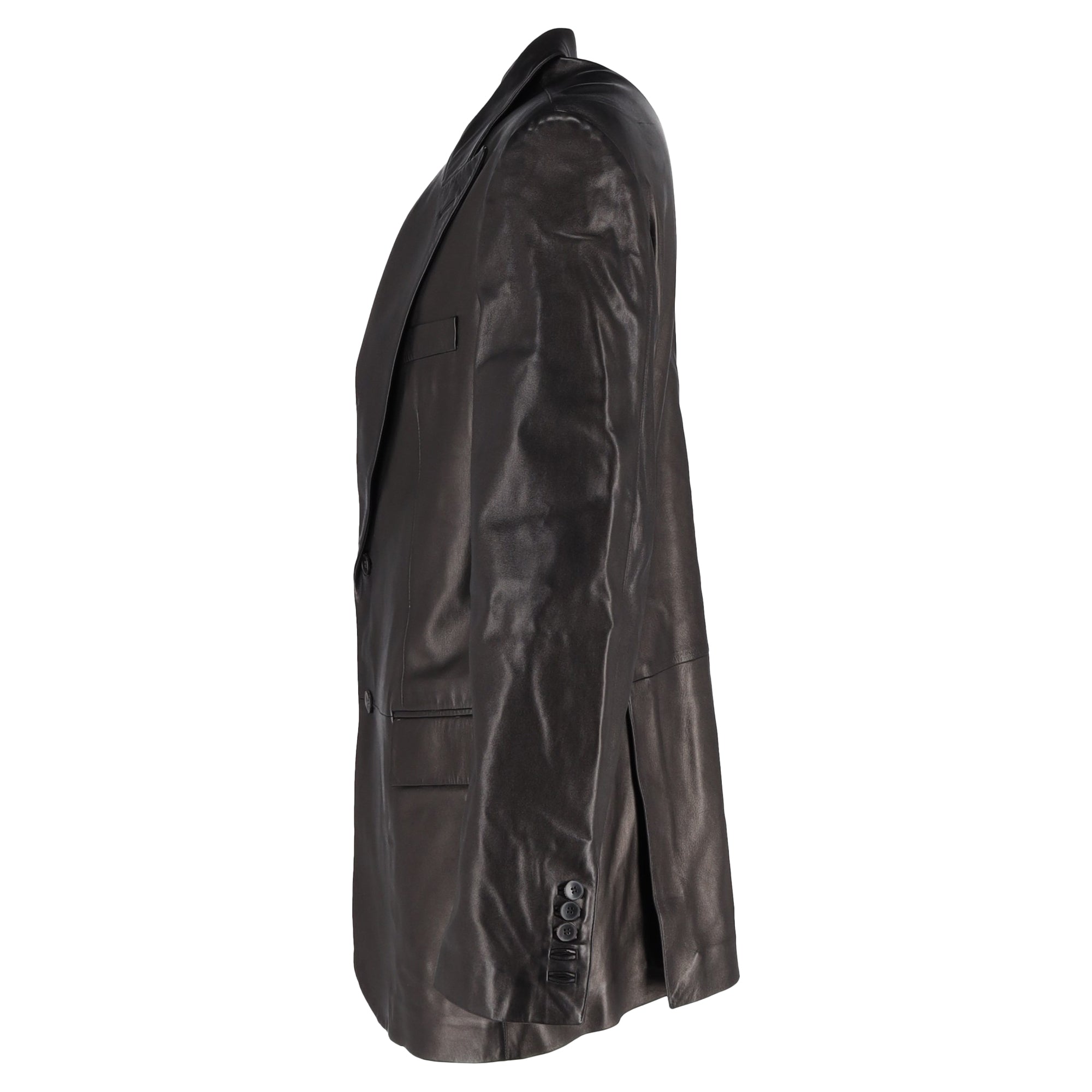 Gucci Single Breasted Blazer in Dark Brown Leather