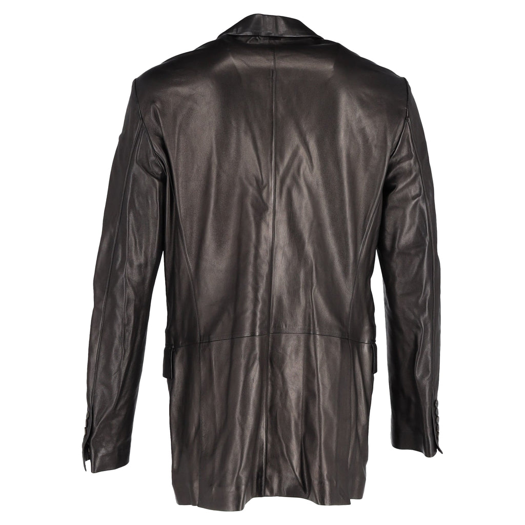 Gucci Single Breasted Blazer in Dark Brown Leather