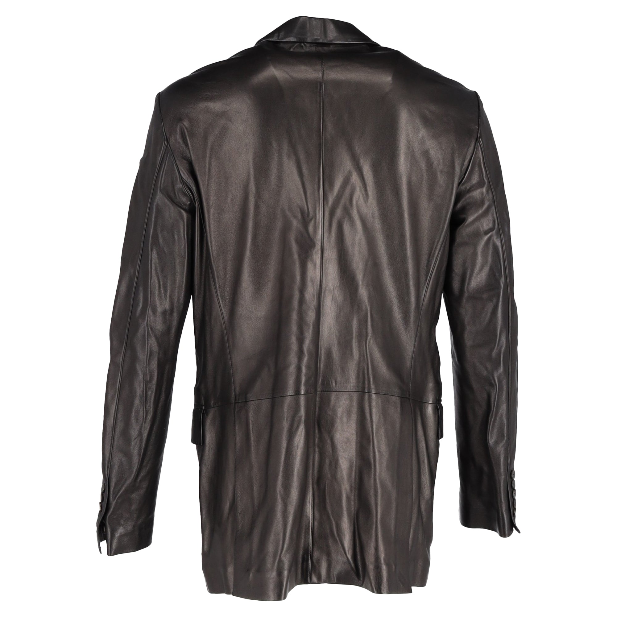 Gucci Single Breasted Blazer in Dark Brown Leather