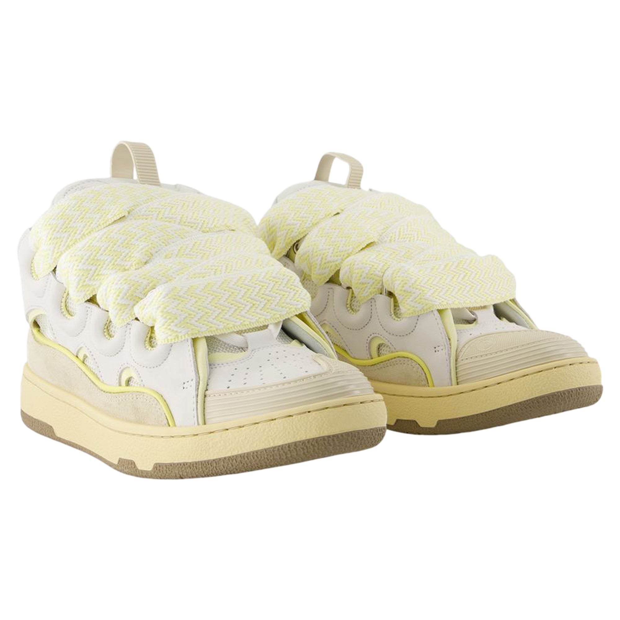 Women's Curb Sneakers - Lanvin - Leather - White