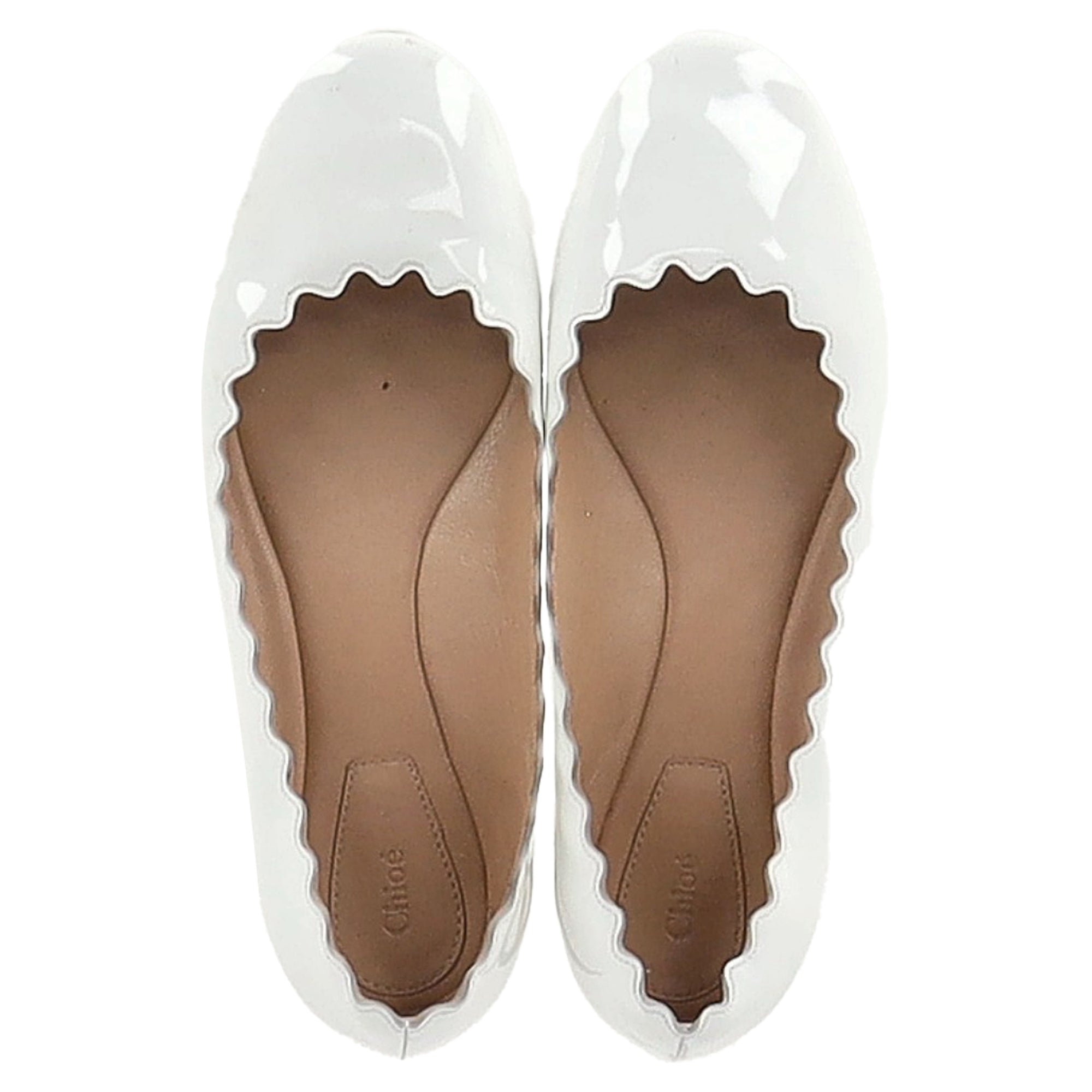 Chloé Lauren Ballet Flats in White Patent Leather