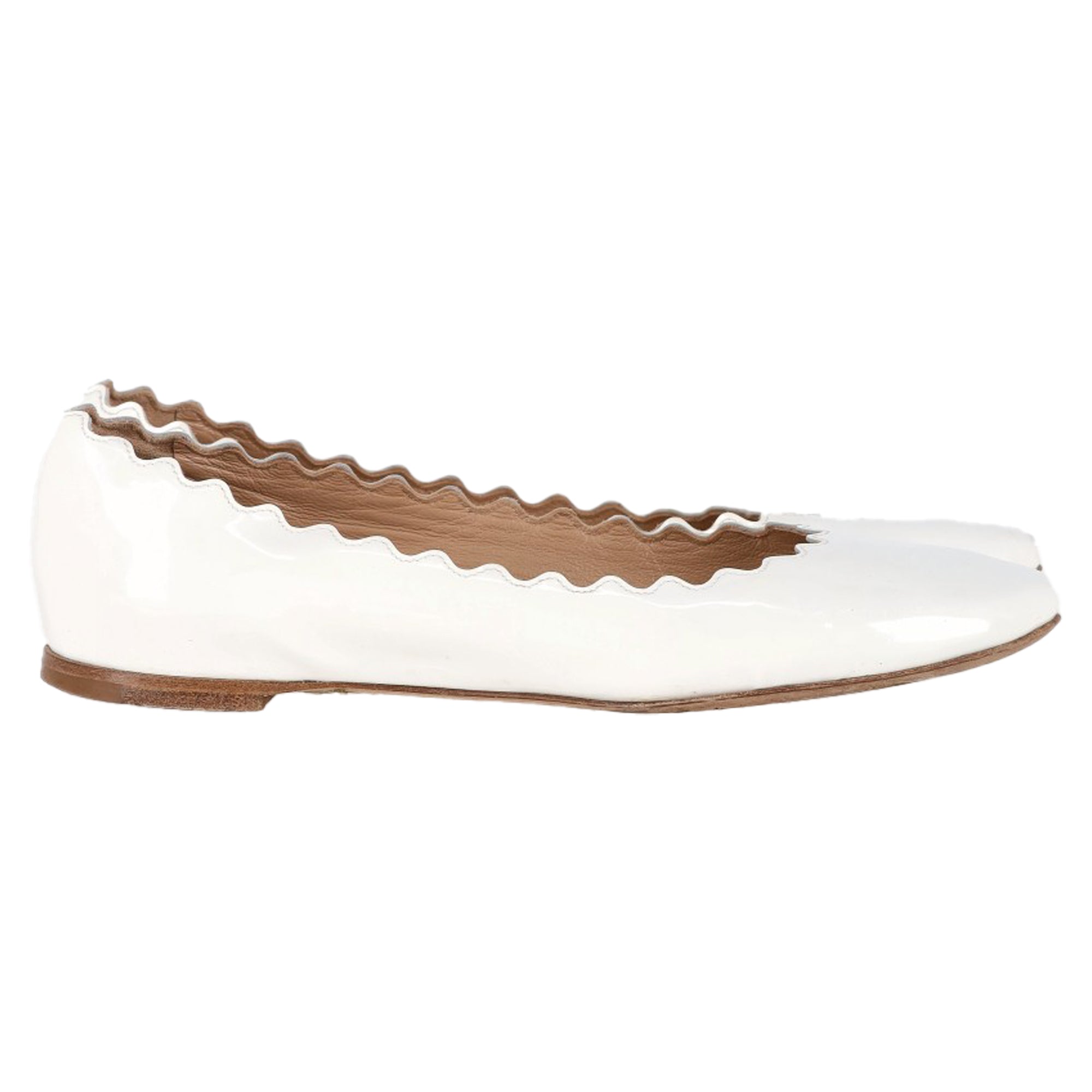 Chloé Lauren Ballet Flats in White Patent Leather