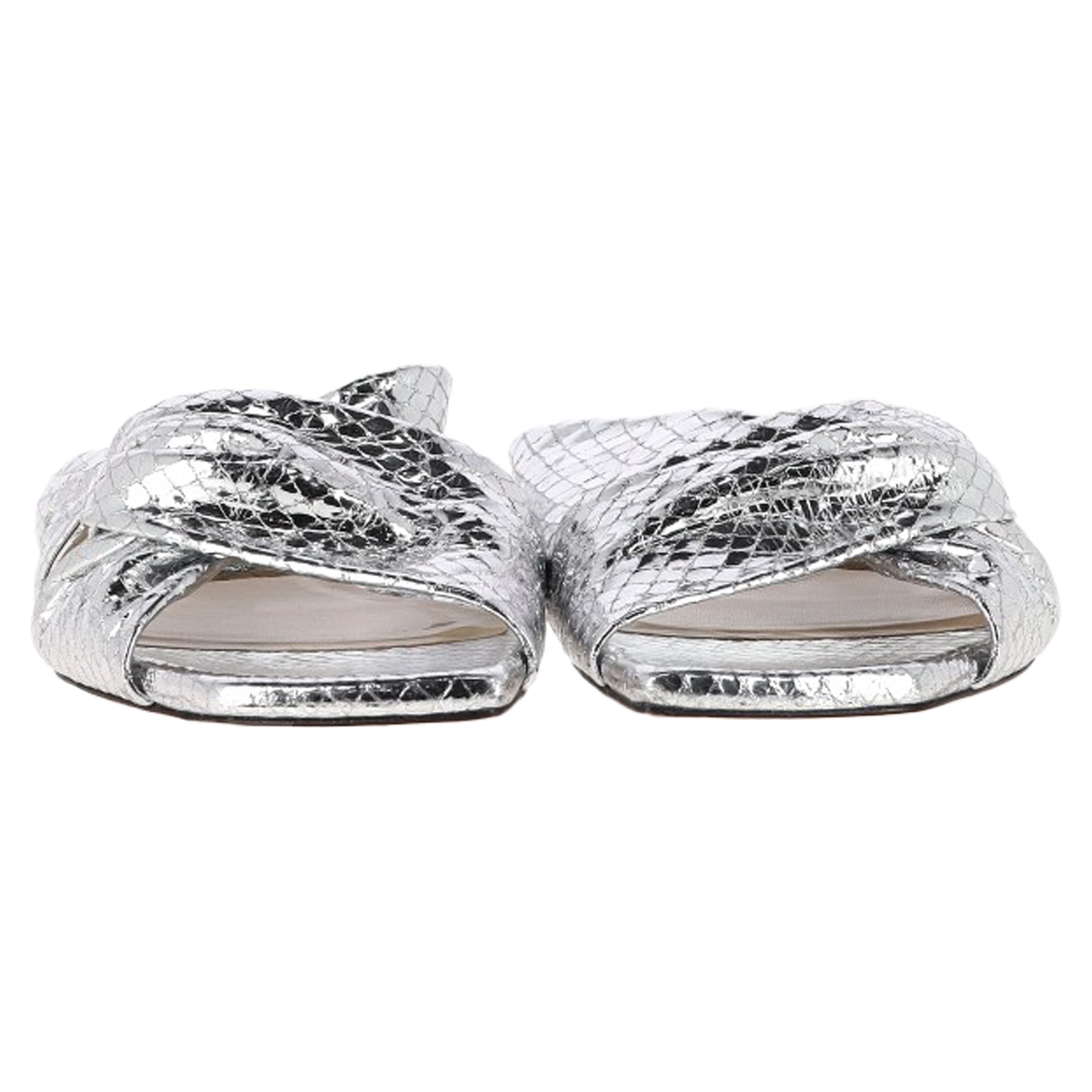 Jimmy Choo Narisa Candy Wrap Flats in Silver Leather