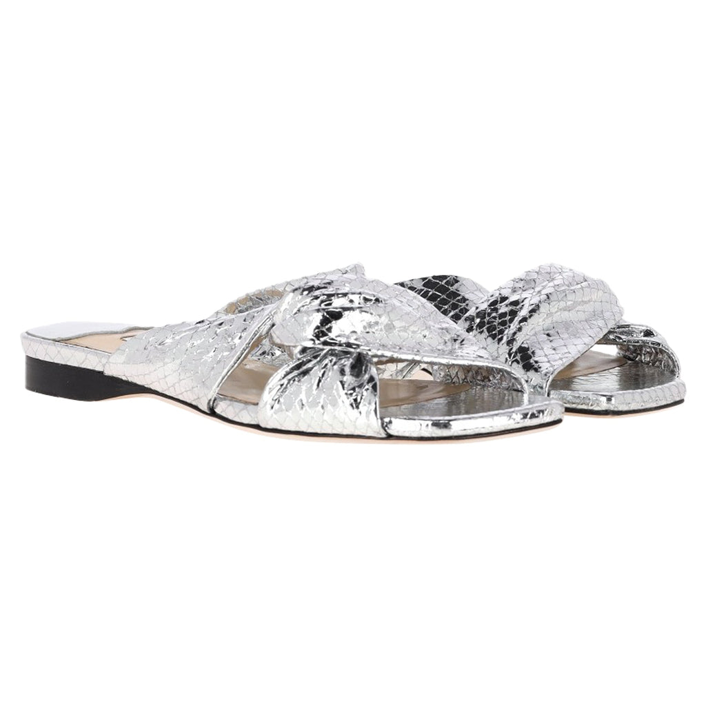 Jimmy Choo Narisa Candy Wrap Flats in Silver Leather