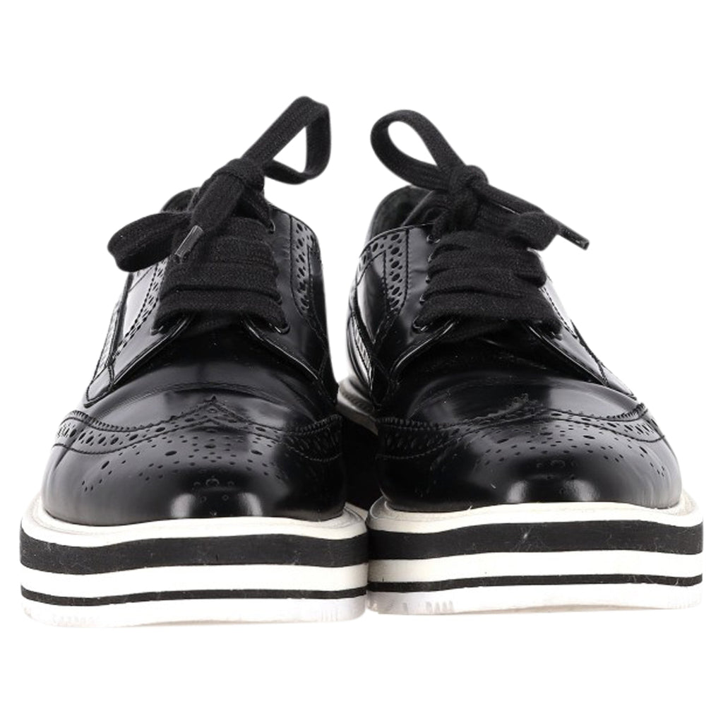 Prada Platform Brogues in Black Leather