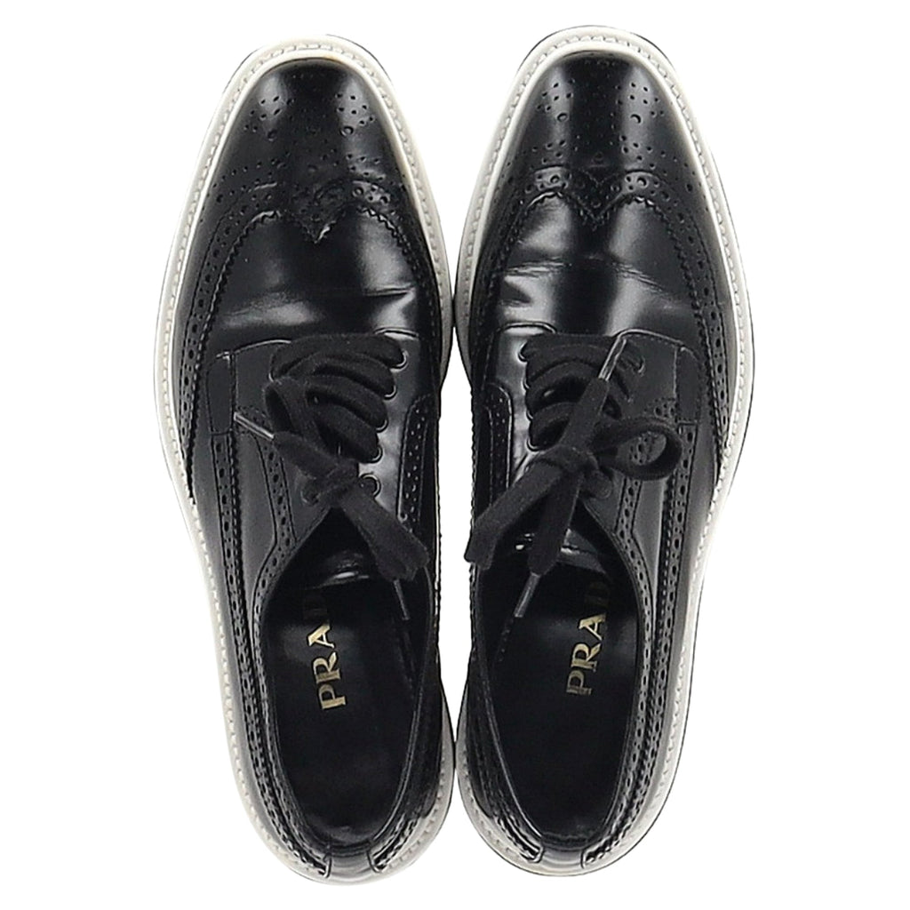 Prada Platform Brogues in Black Leather