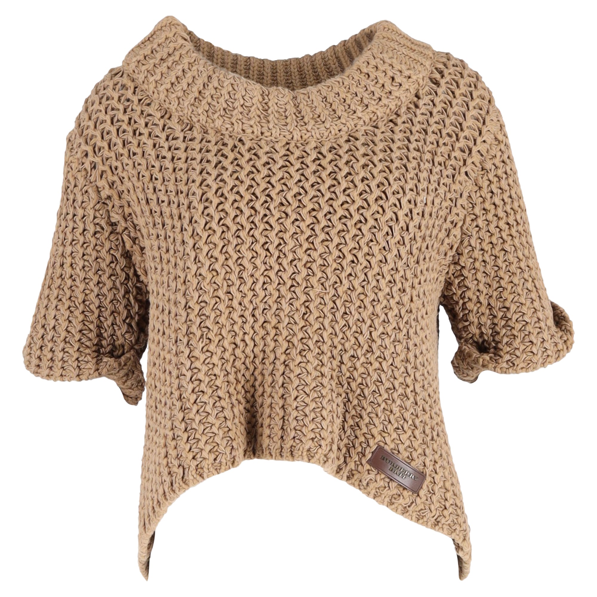 Burberry Brit Logo Patch Knitted Top in Brown Wool