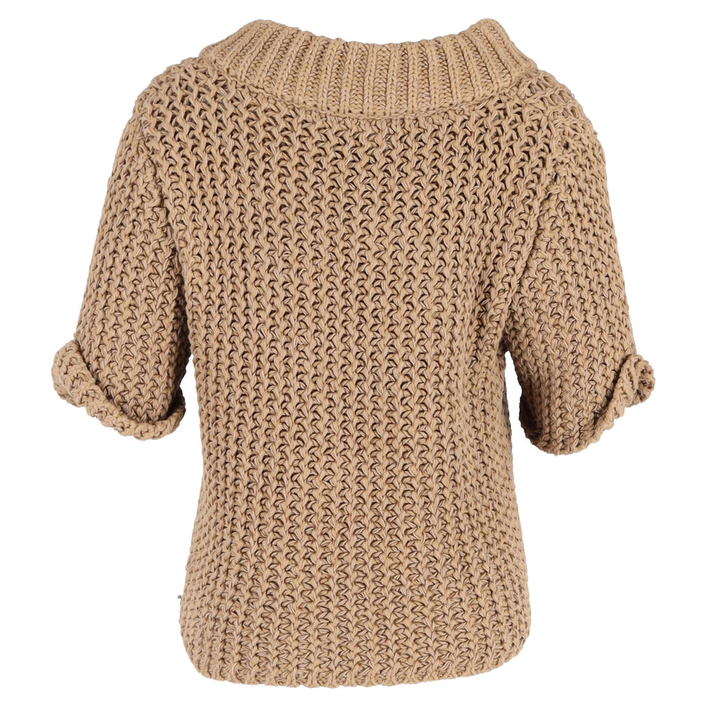 Burberry Brit Logo Patch Knitted Top in Brown Wool
