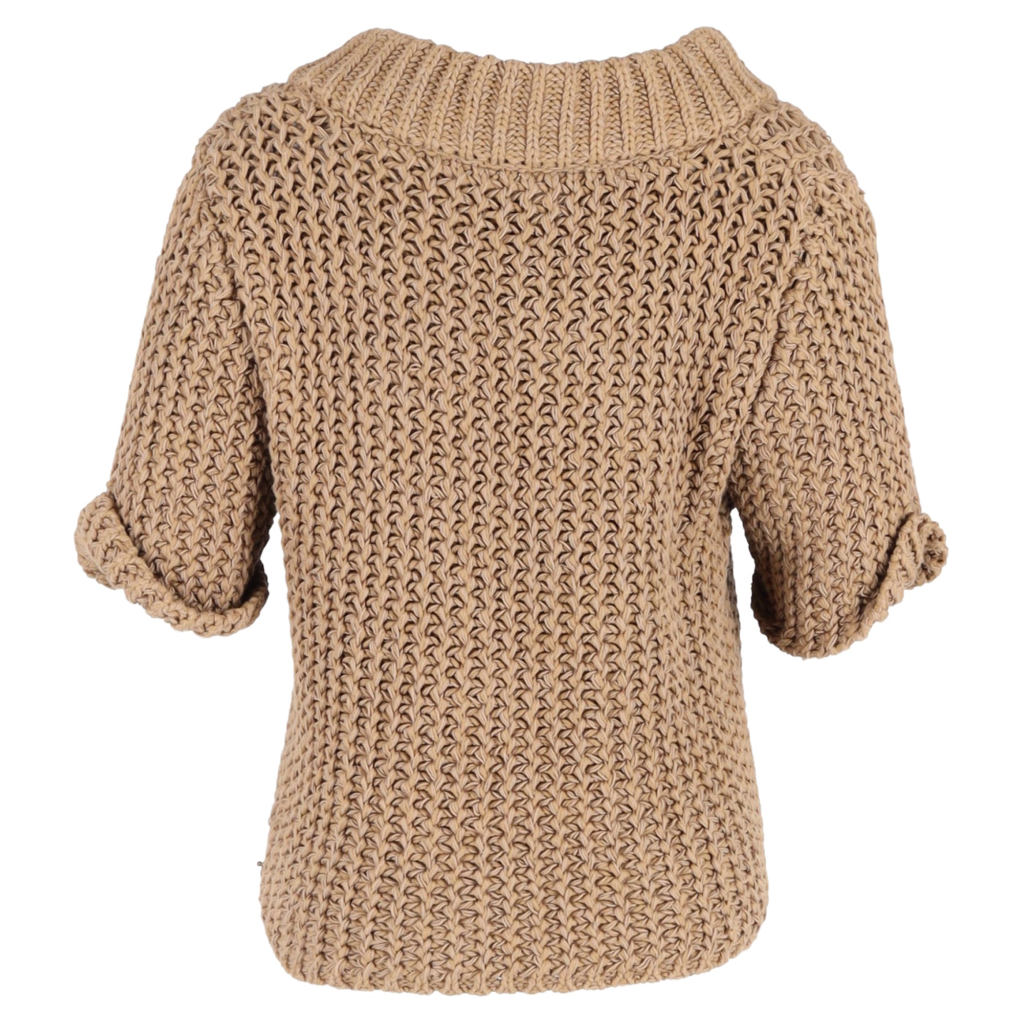 Burberry Brit Logo Patch Knitted Top in Brown Wool