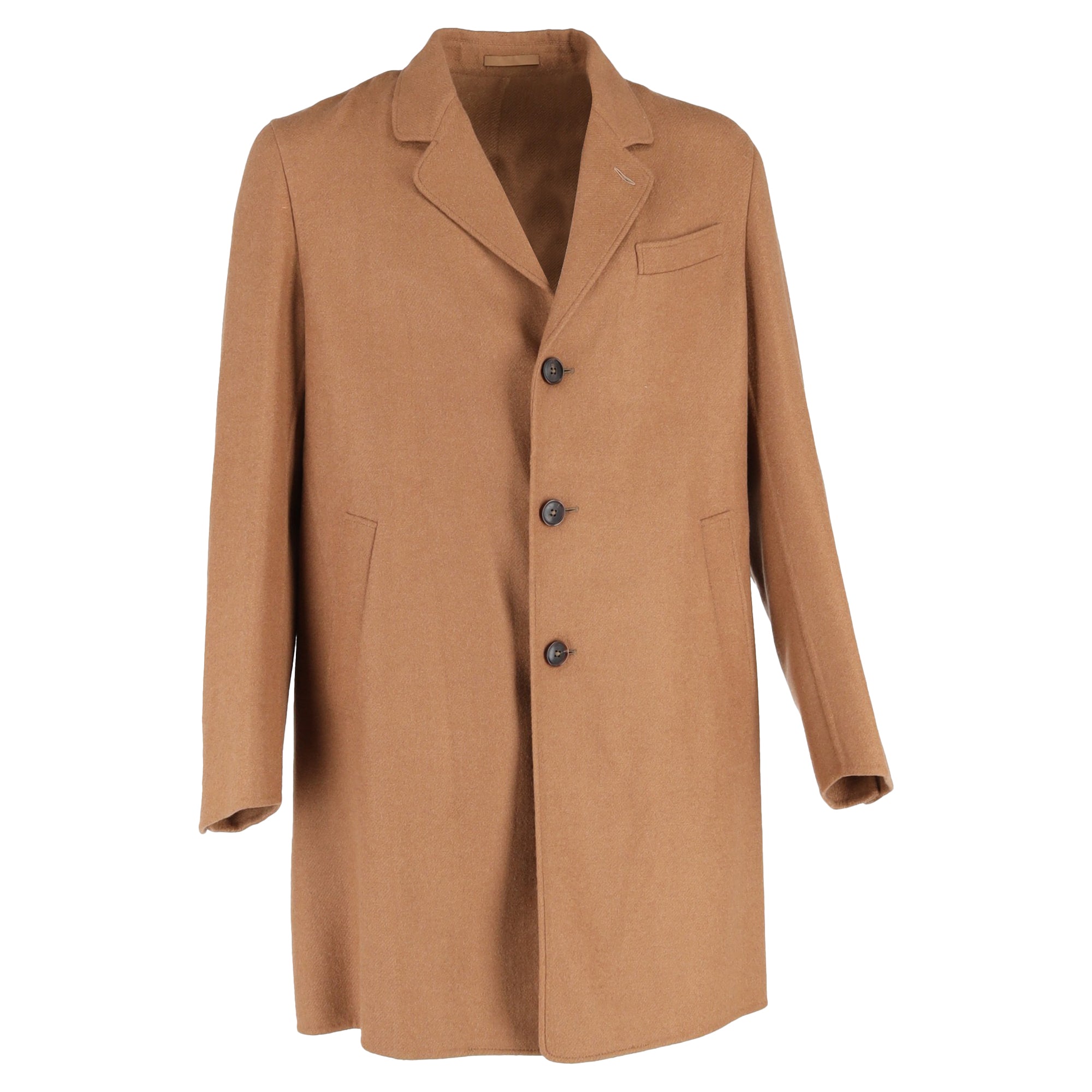Caruso Single Breasted Coat in Brown Wool