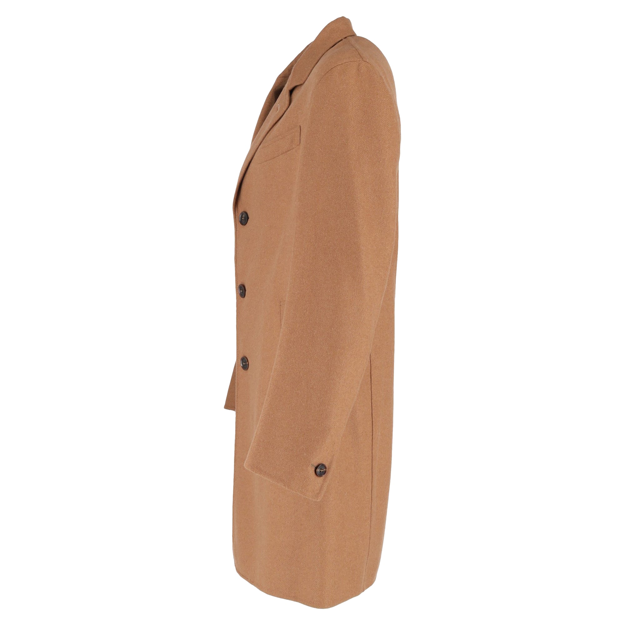 Caruso Single Breasted Coat in Brown Wool