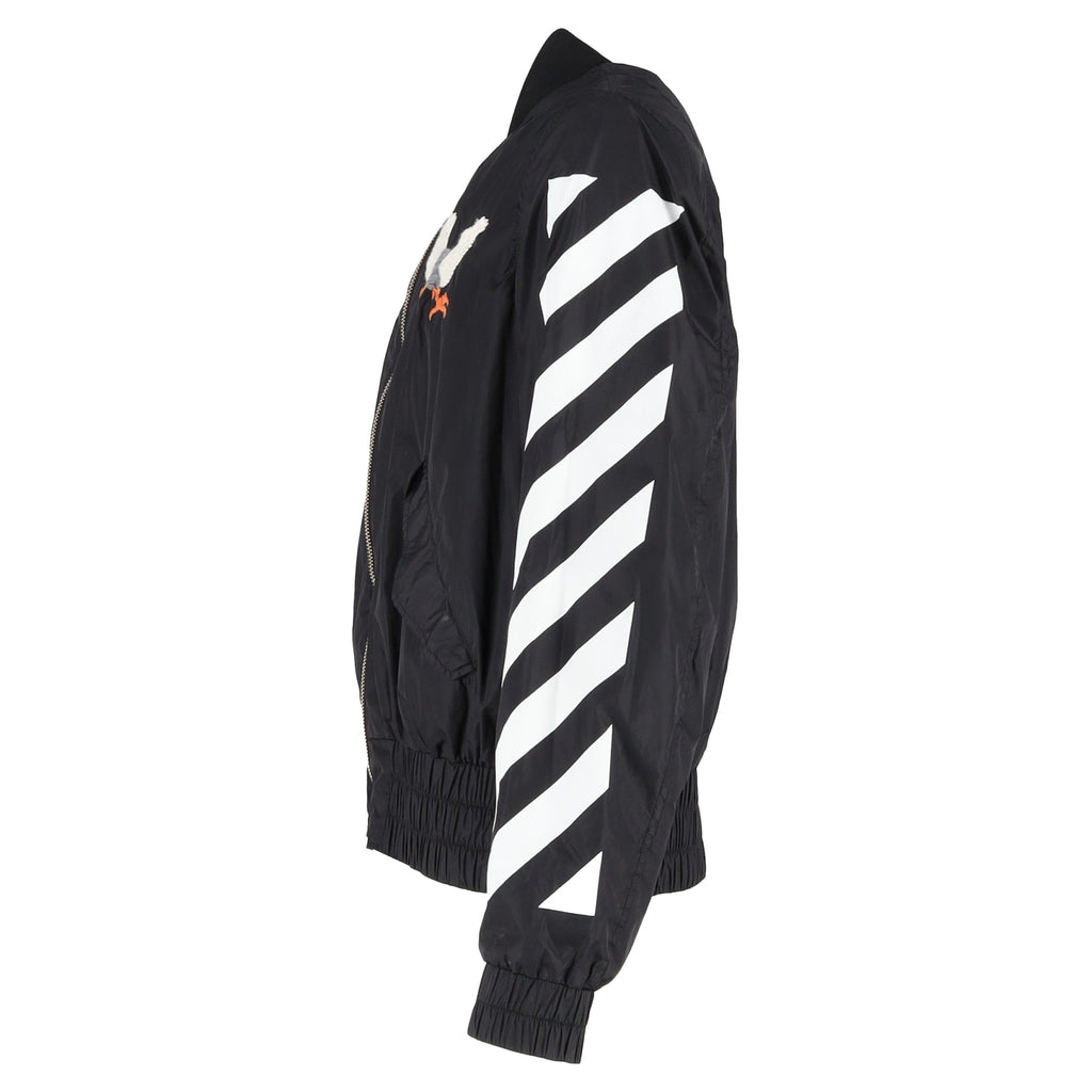 Off-White Eagle-Embroidered Bomber Jacket in Black Polyamide