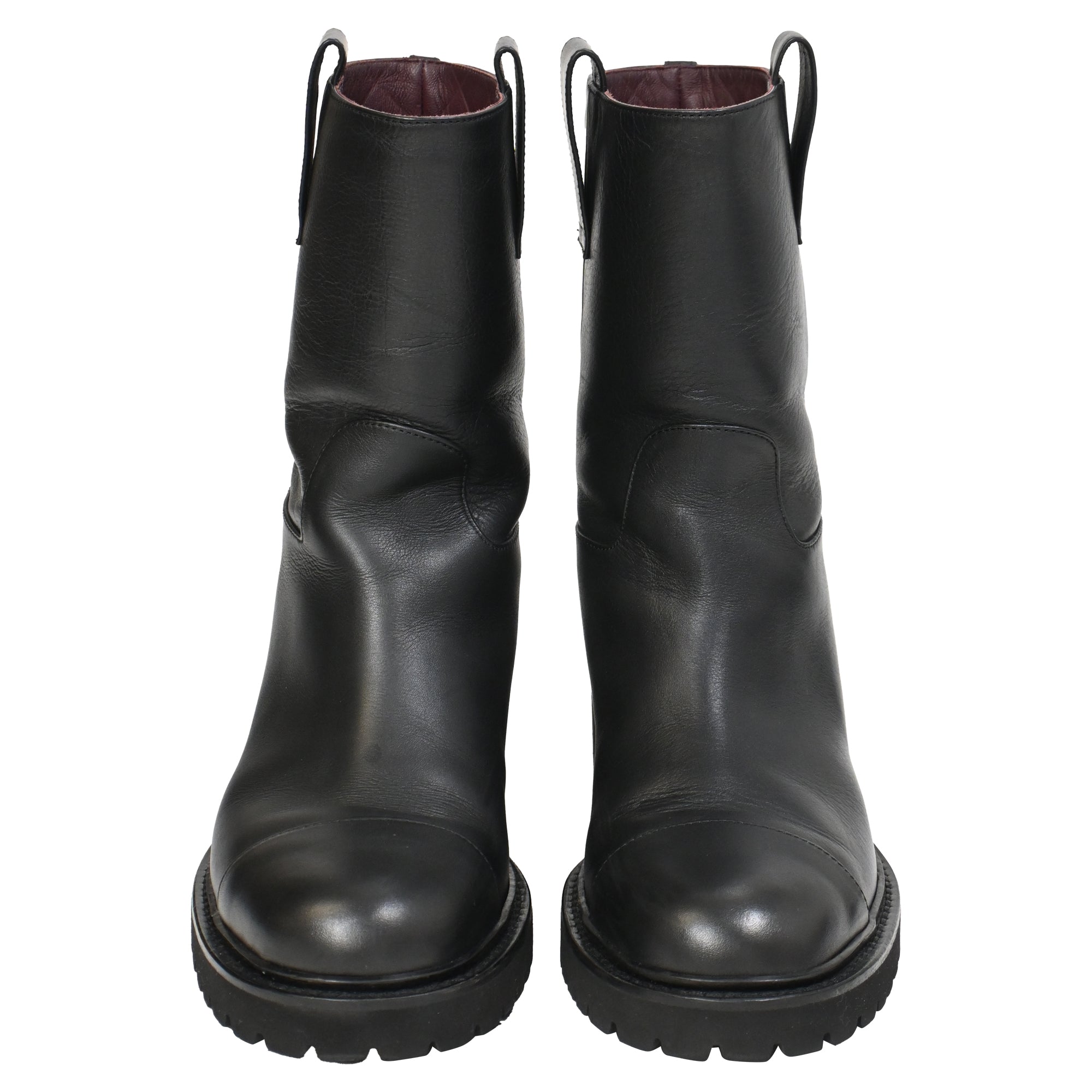 Chanel 2020 Interlocking CC Logo Moto Boots in Black Leather