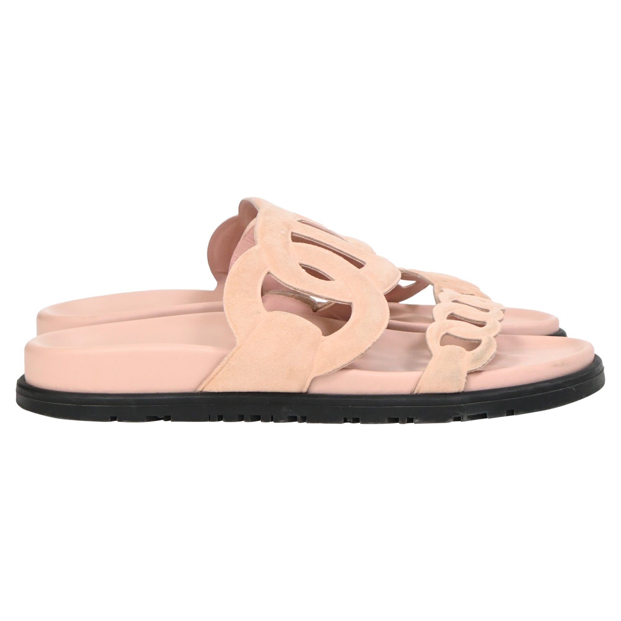Women's Hermès Extra Sandals in Pink Suede