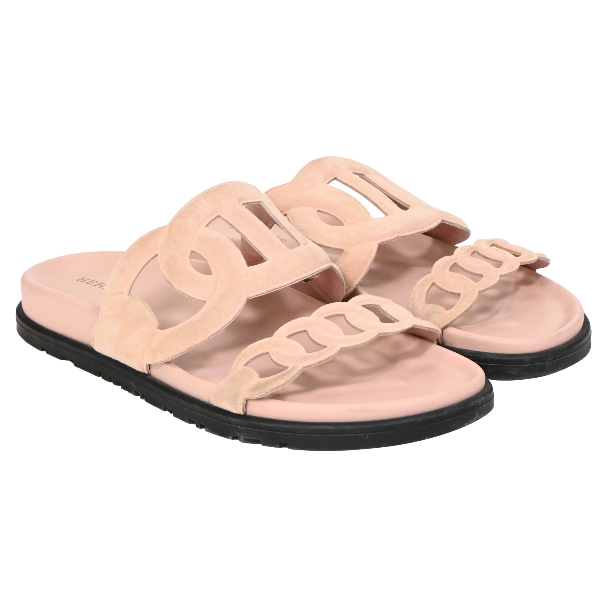 Women's Hermès Extra Sandals in Pink Suede