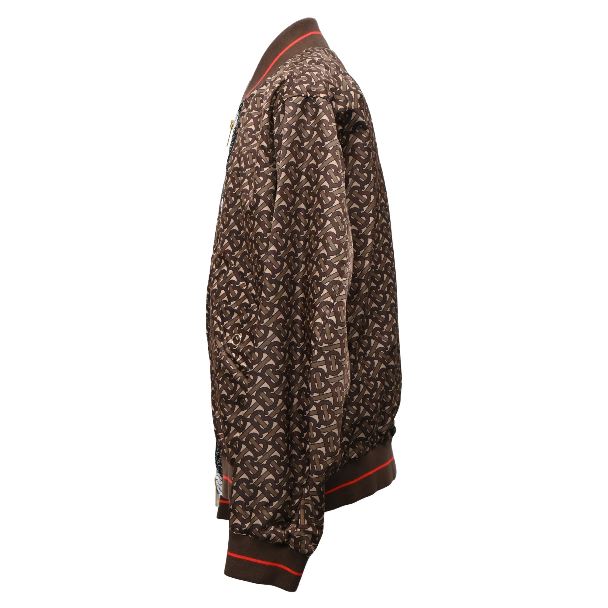 Burberry Monogram Zipped Bomber Jacket in Brown Polyamide