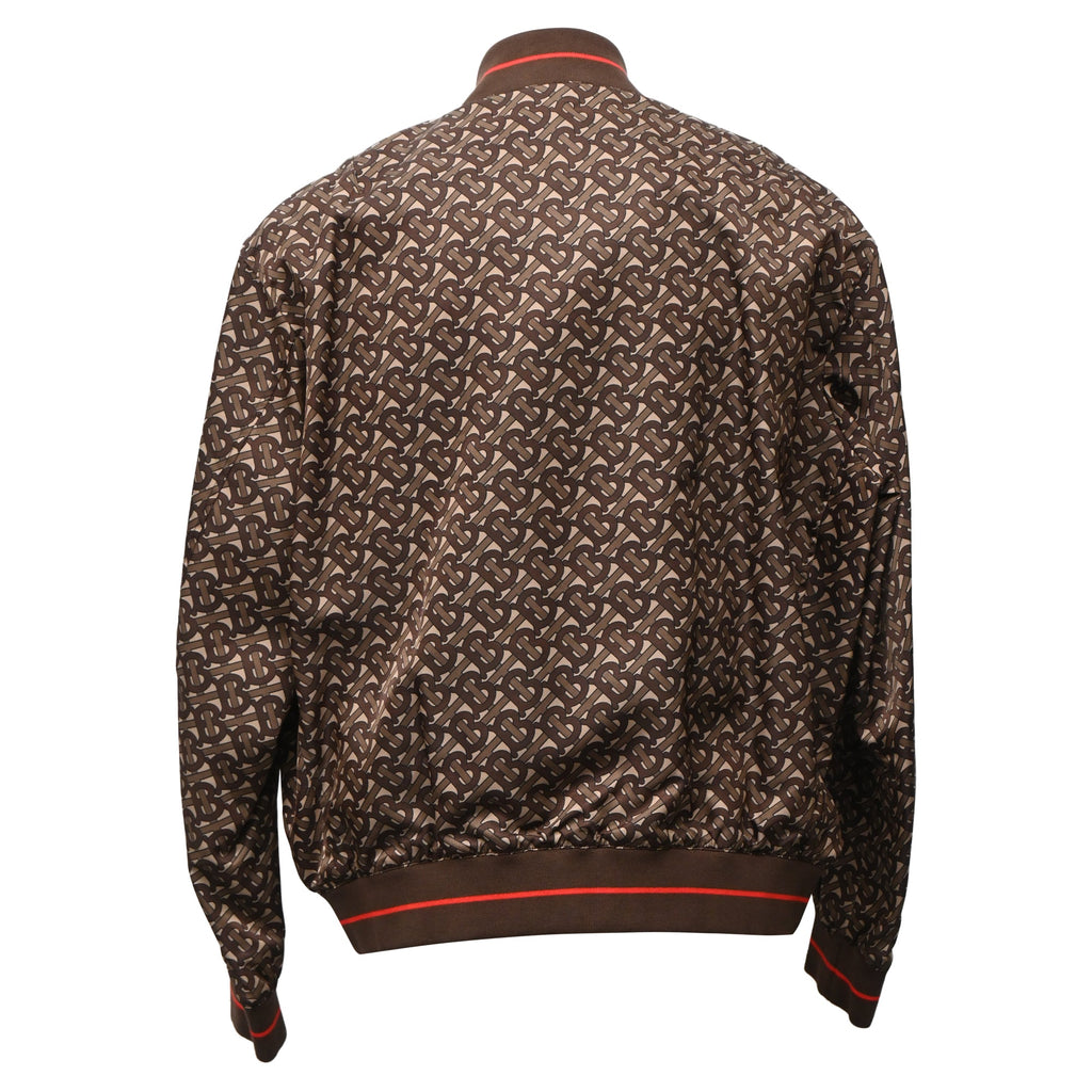 Burberry Monogram Zipped Bomber Jacket in Brown Polyamide