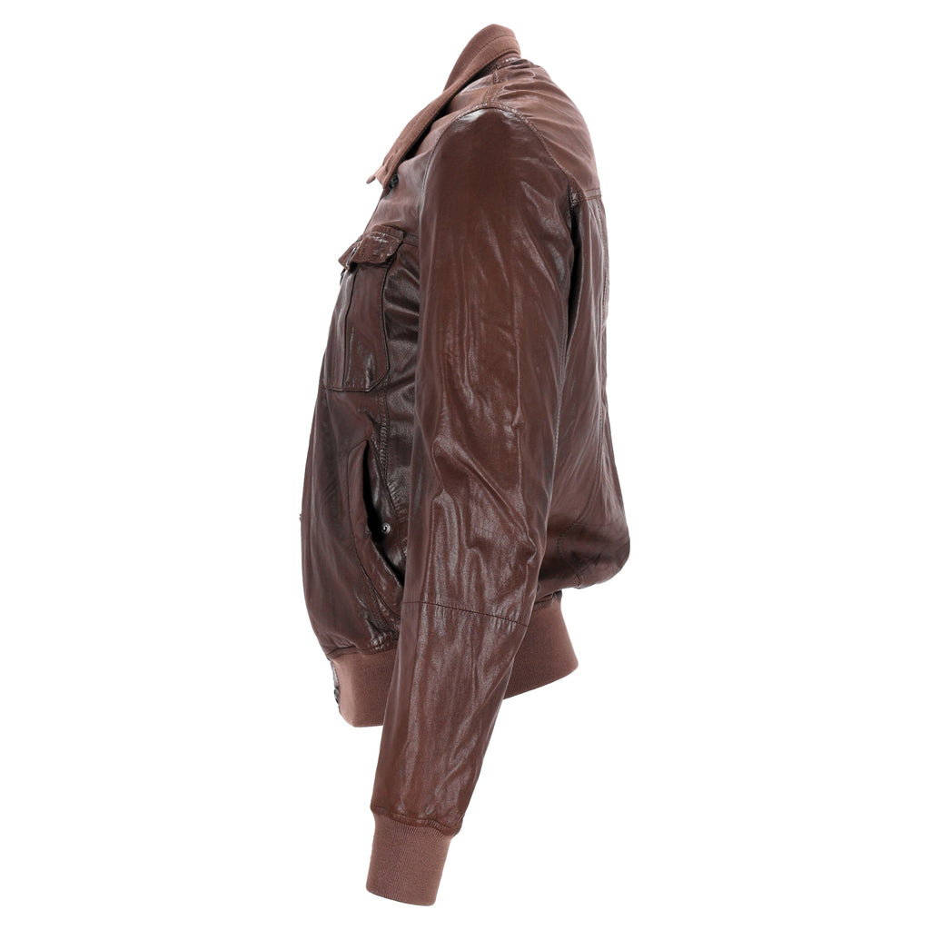 Brunello Cucinelli Bomber Jacket in Brown Leather