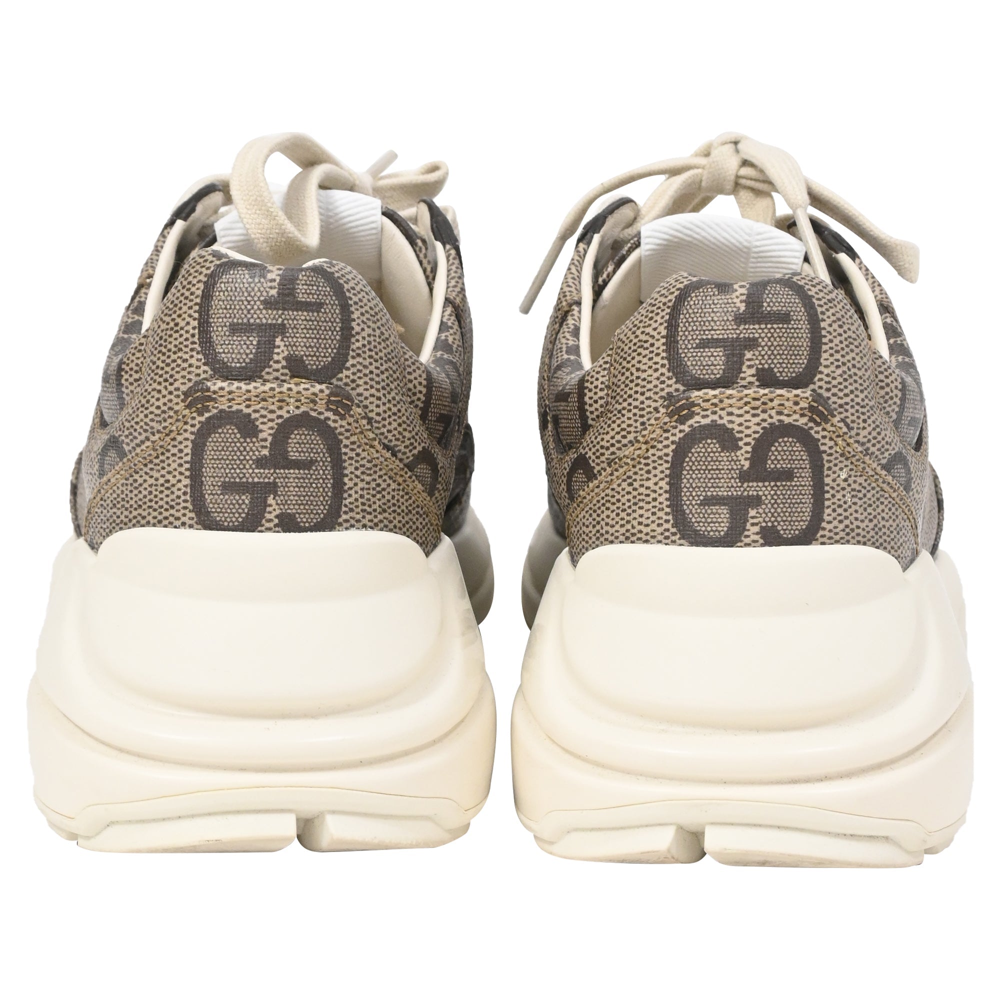 Gucci Rhyton Monogram Sneakers in Beige Coated Canvas