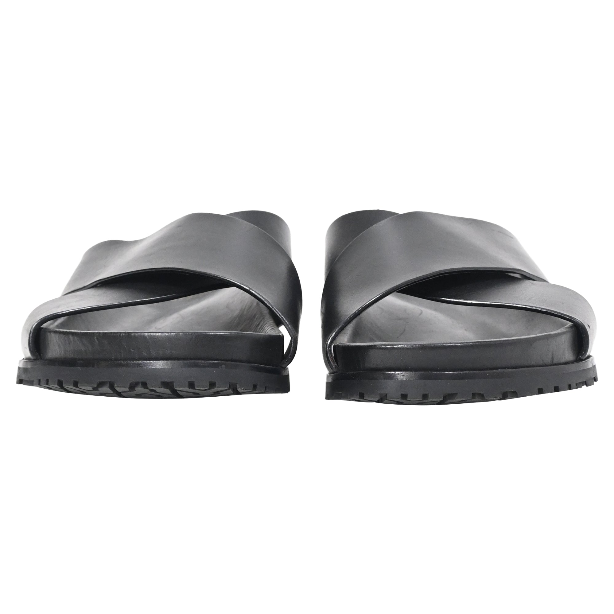 Saint Laurent Jimmy Flat Sandals in Black Leather