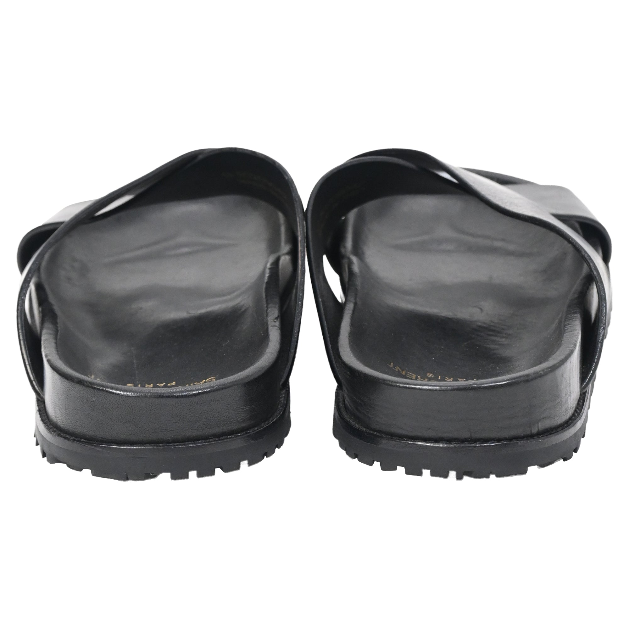 Saint Laurent Jimmy Flat Sandals in Black Leather