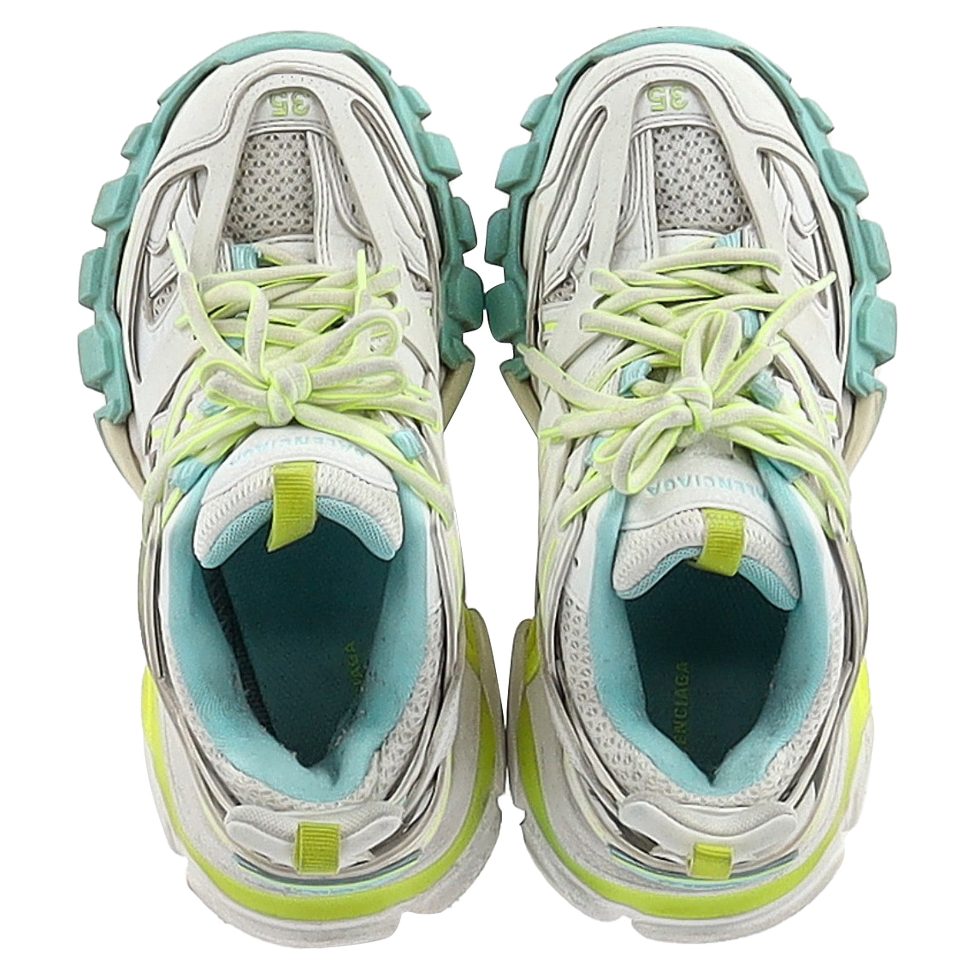 Women's Balenciaga Track Sneakers in White and Neon Polyurethane
